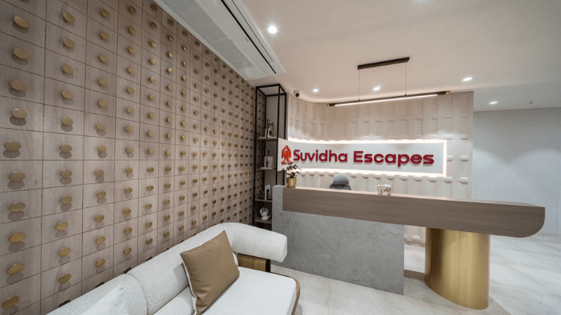 Architectural photography in Pune showcasing hotel interiors with premium design and atmospheric lighting.