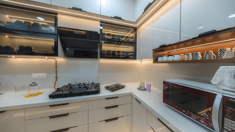 Architectural photography in Pune highlighting a modern office interior with clean layout and natural lighting.