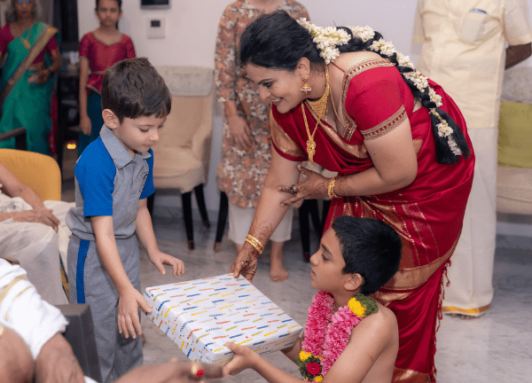 Thread ceremony photography in Pune documenting joyful family gatherings and sacred ceremony moments with real emotions.
